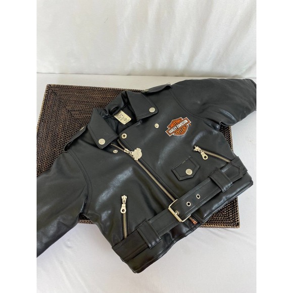 Harley-Davidson Other - Harley Davidson Motorcycle Jacket Kids 24M Black Leather Long Sleeve Full Zip